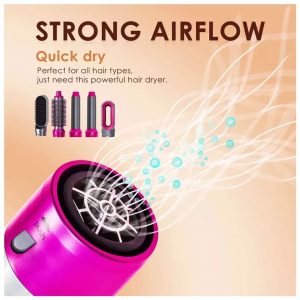 5 in 1 spazzola termica - Strong Airflow - Styler per Capelli e Arricciatore con Rotazione, Asciugacapelli Styler e Arricciatore One-Step e Volumizzatore per Salone Domestico - immagine 2