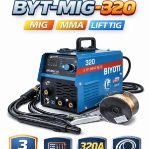 Saldatrice Inverter a Filo no gas  Elettrodo e tig BIYOTI BYT-MIG-320 3 in 1 MIG MMA LIFT TIG 320A Professionale con Display Digitale 220V - immagine 1