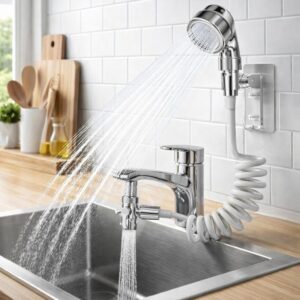Kit Doccetta per Rubinetto Lavandino Multiuso con Tubo Estensibile e Deviatore – Universale Cucina Bagno Balcone - immagine 1