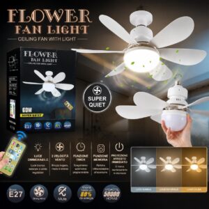 VENTILATORE DA SOFFITTO CON LUCE LED E27  TELECOMANDO 3 VELOCITÀ DIMMERABILE SILENZIOSO 42 CM - immagine 5