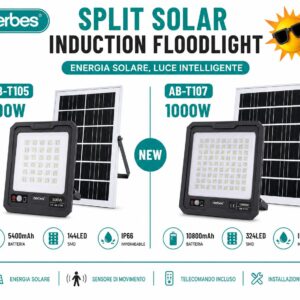 Faro Solare LED modello 500W/1000W con Sensore di Movimento crepuscolare IP66 e Telecomando Incluso - immagine 1