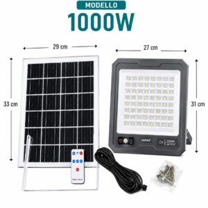 Faro Solare LED modello 500W/1000W con Sensore di Movimento crepuscolare IP66 e Telecomando Incluso - immagine 8